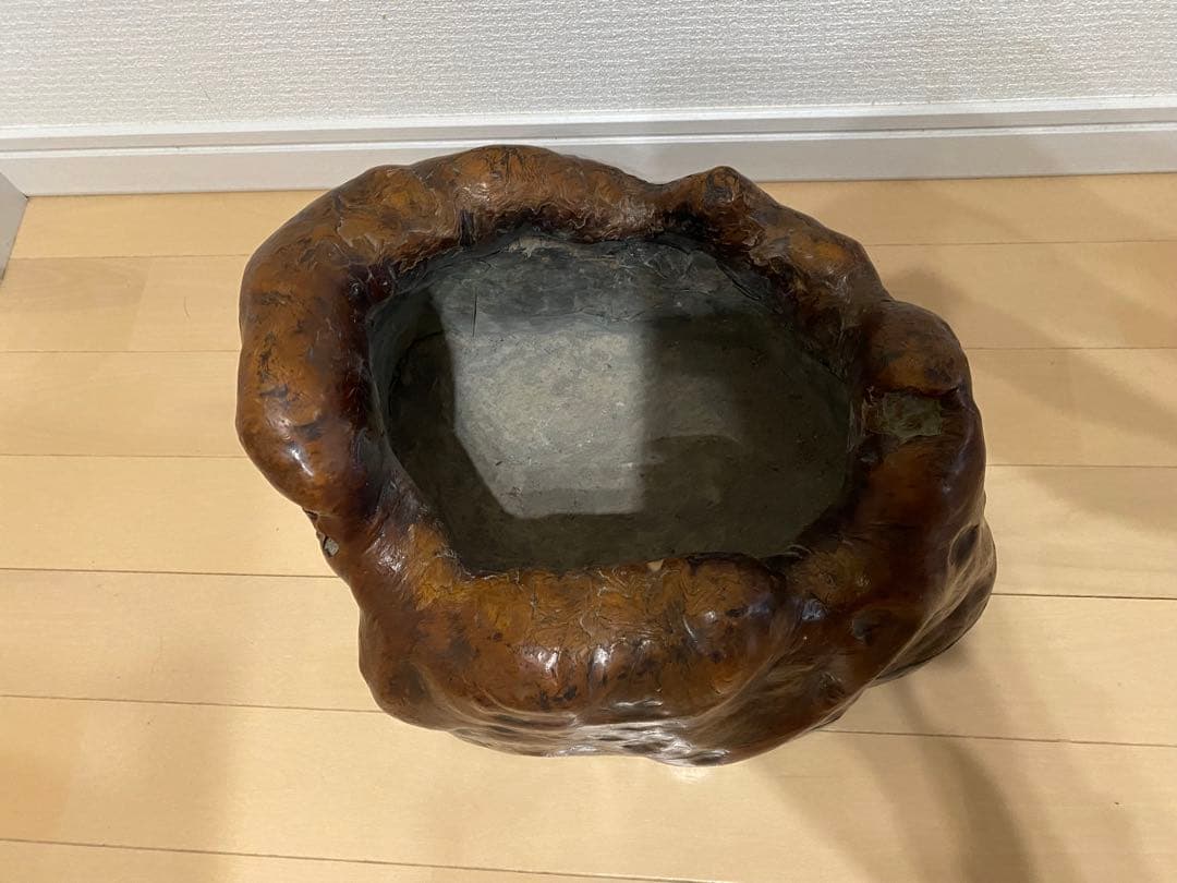 F木製 火鉢 古民具 時代物 木瘤涼炉台 涼炉台 たばこ盆 煙草盆莨盆 樹
