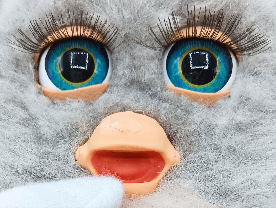 ファービー2 グレー&ピンクブルーアイズ青目