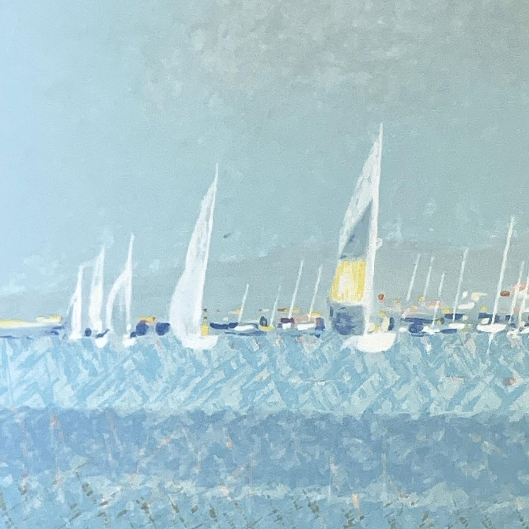 美品 真作保証 アンドレ・ブーリエ『ヨットハーバー』大判リトグラフ