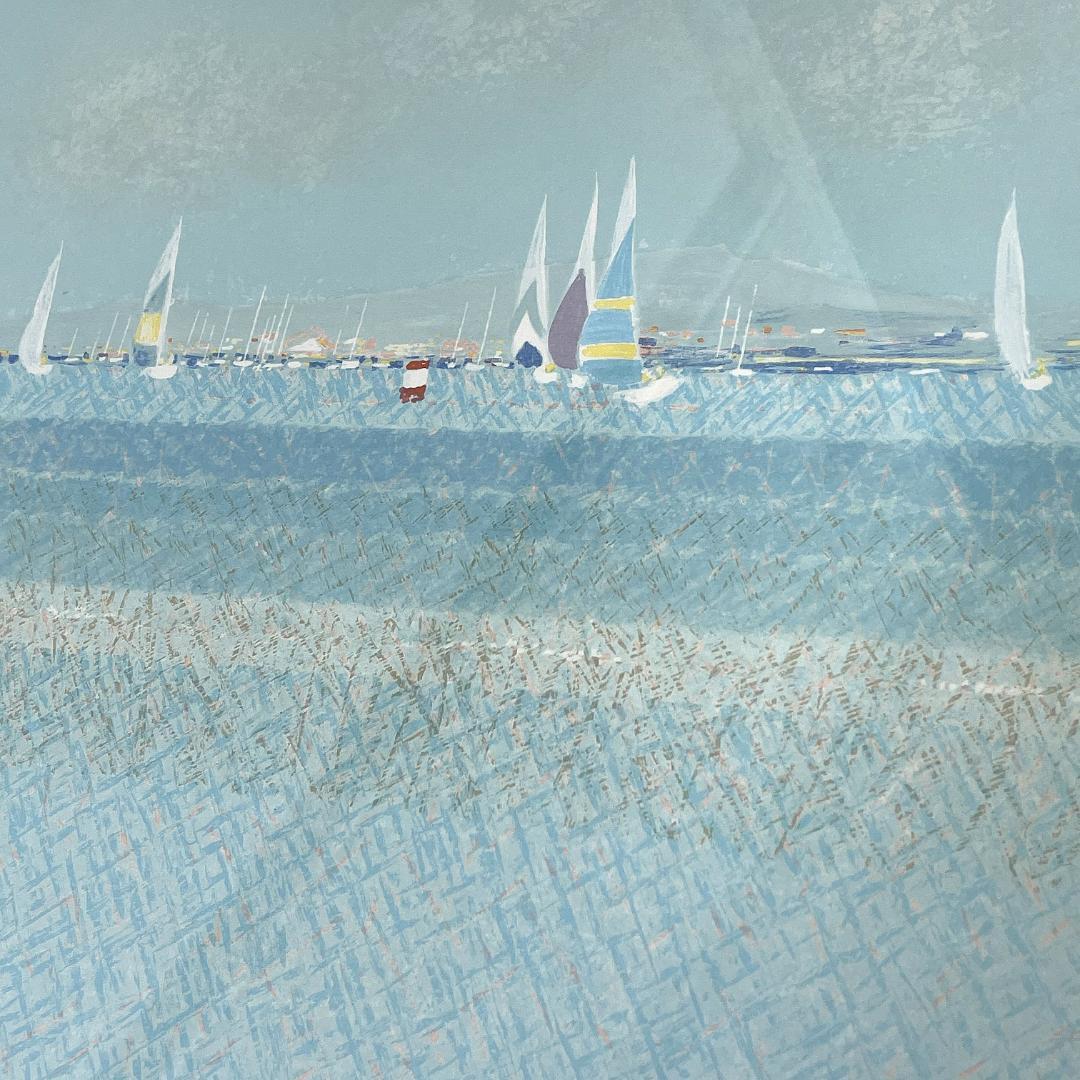 美品 真作保証 アンドレ・ブーリエ『ヨットハーバー』大判リトグラフ