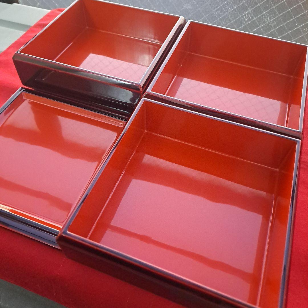 会津漆器 5.5寸 ダイヤ/校倉型 3段重箱】天然木製 溜塗 長期保管品