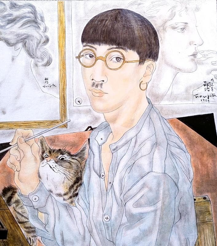 伊藤和生 藤田嗣治作「自画像」（東京近代美術館所蔵）油彩画にて模写