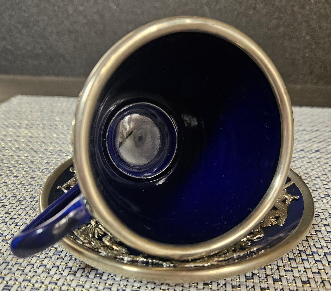 華美❗】中国美術 瑠璃釉 錫廻し 玉取双龍の図 五爪の龍の図 カップ