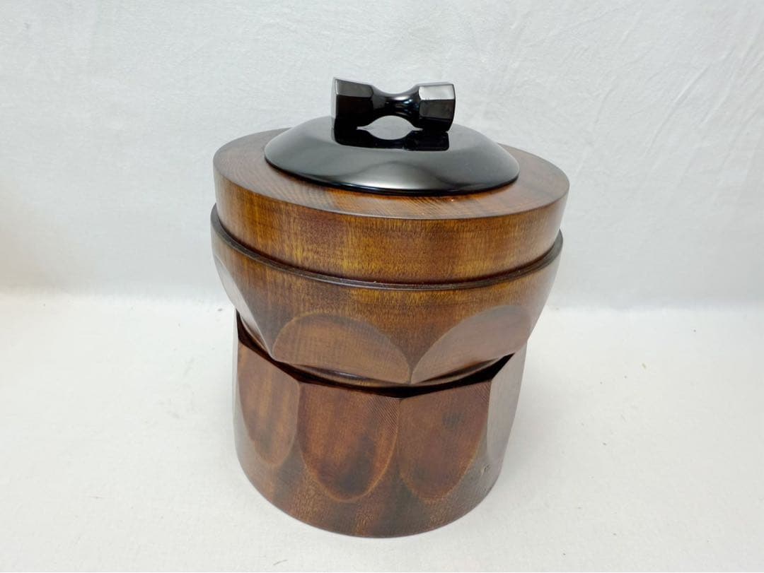 未使用 茶道具 熊谷秀穗作 天然木製 臼型 水指 一燈好