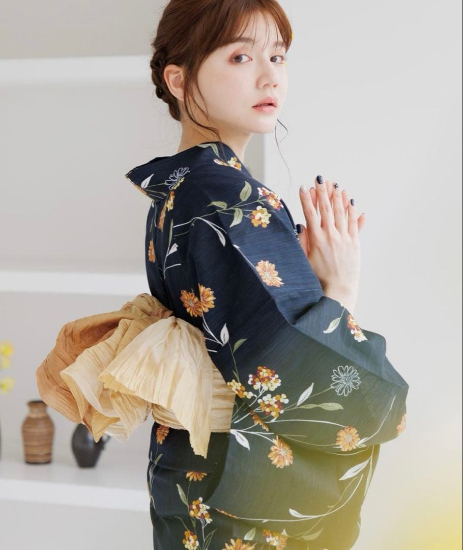 【未使用】Dita 浴衣5点セット 蒲公英色の花あそび(月夜)