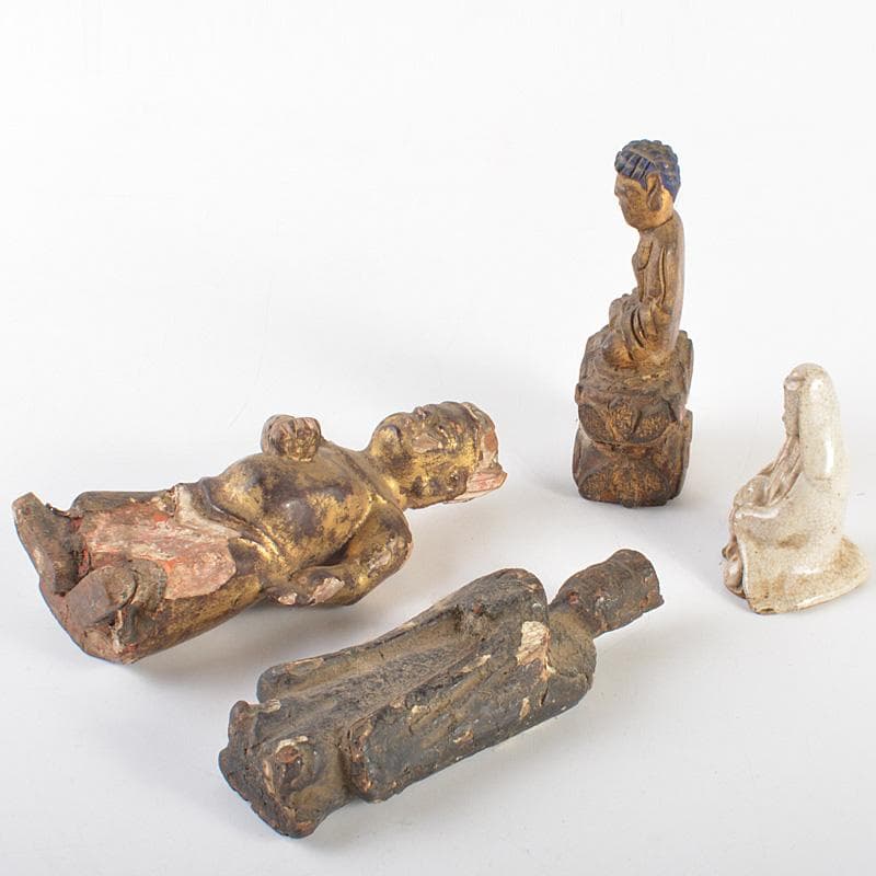 仏教美術 木彫など 懐中仏 仏像 人物像 4点まとめて M R7450