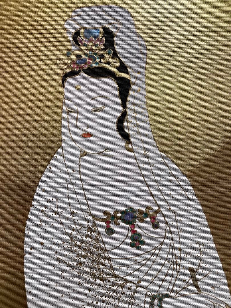 西陣織観音菩薩 掛軸 金色螺鈿加工 美品の通販はau PAY マーケット