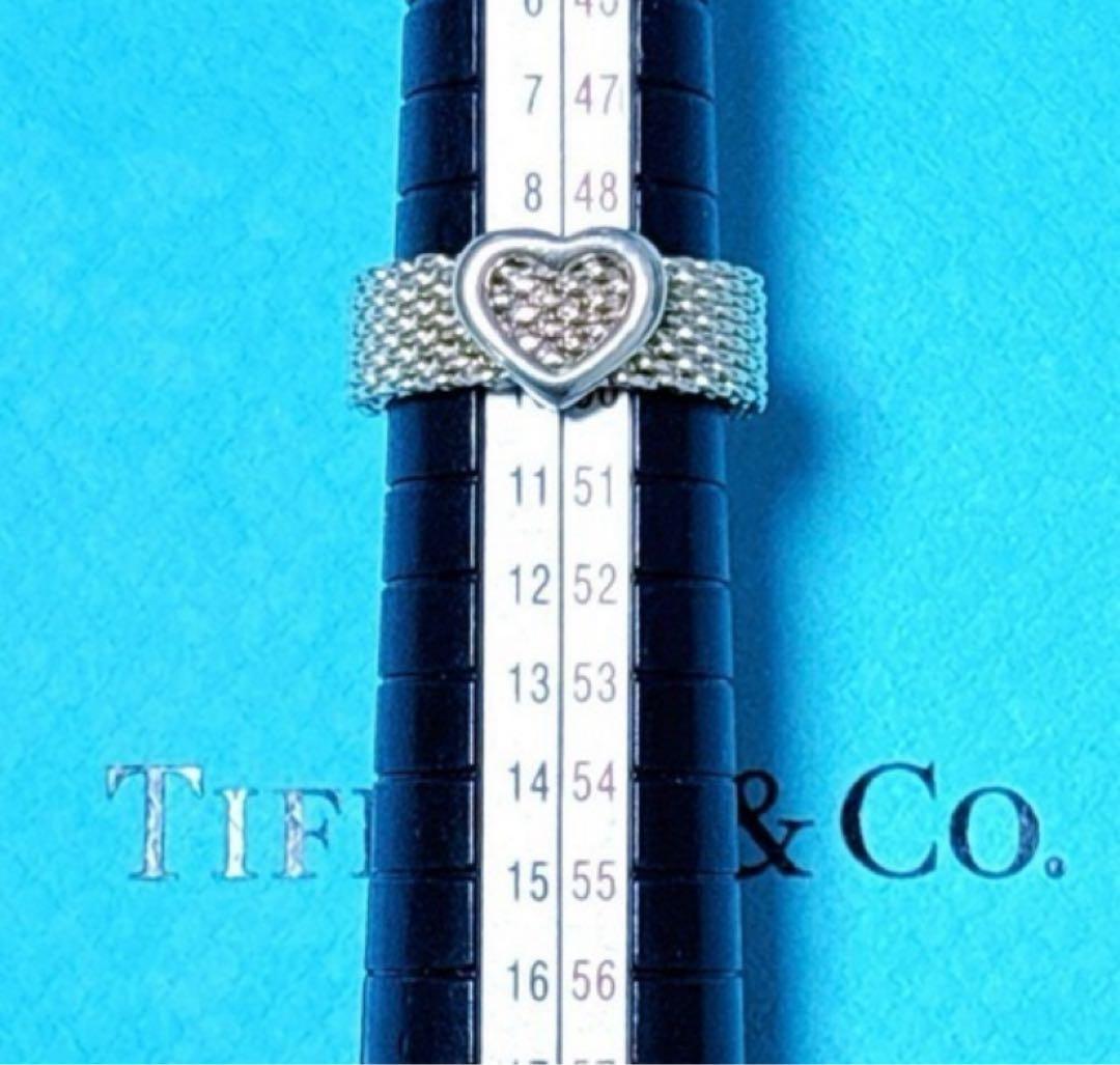 希少【極美品】Tiffany & Co. サマセットハートメッシュリング　9号