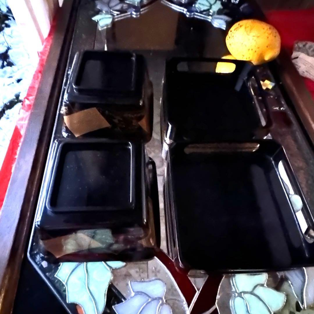 節目に‼️JAPAN金❌黒蒔絵 「貴人和歌」盃洗盃台1対桐箱入