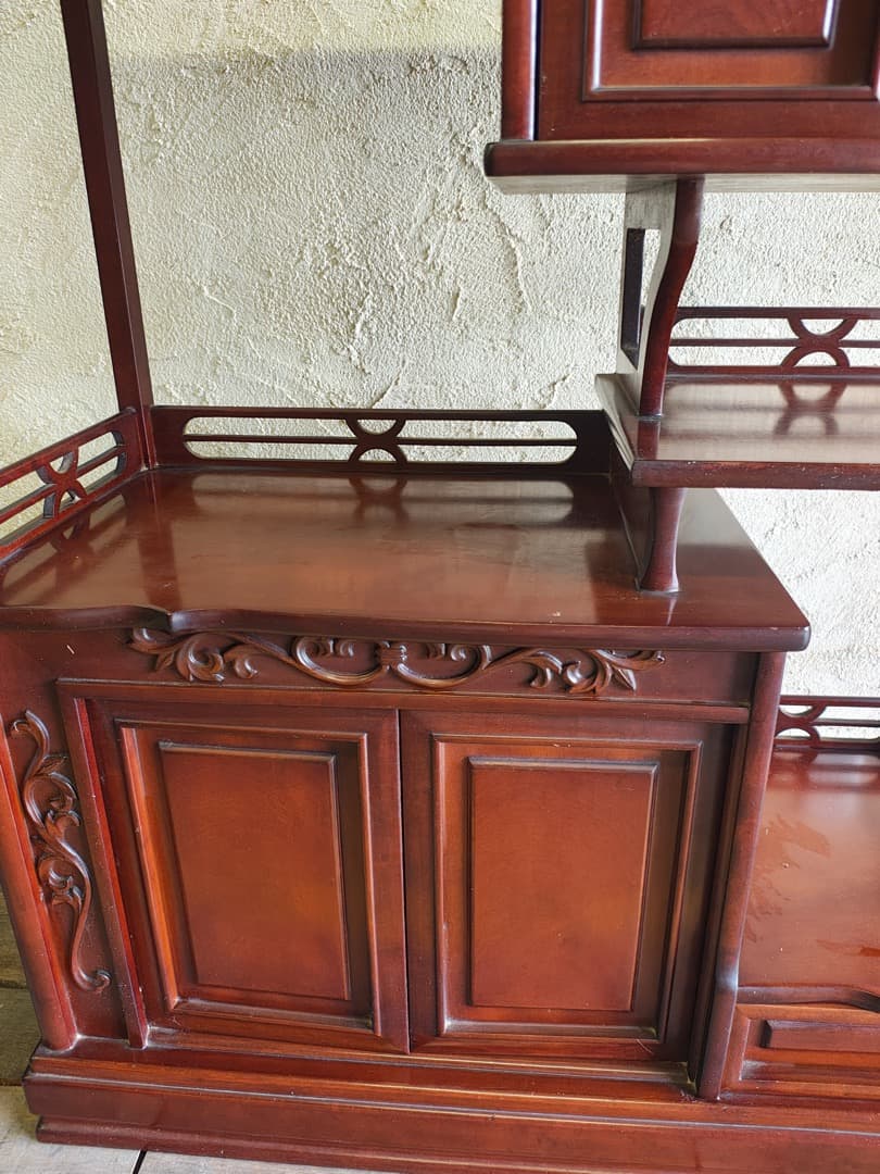 和ダンス 違い棚 木製家具 ダークブラウン 小道具 M0162