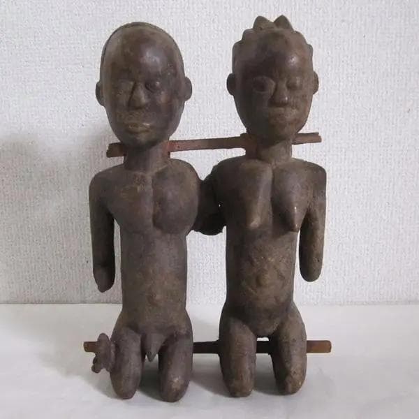 19世紀 アフリカ コートジボアール バウレ族のペア立像 145 アンティーク