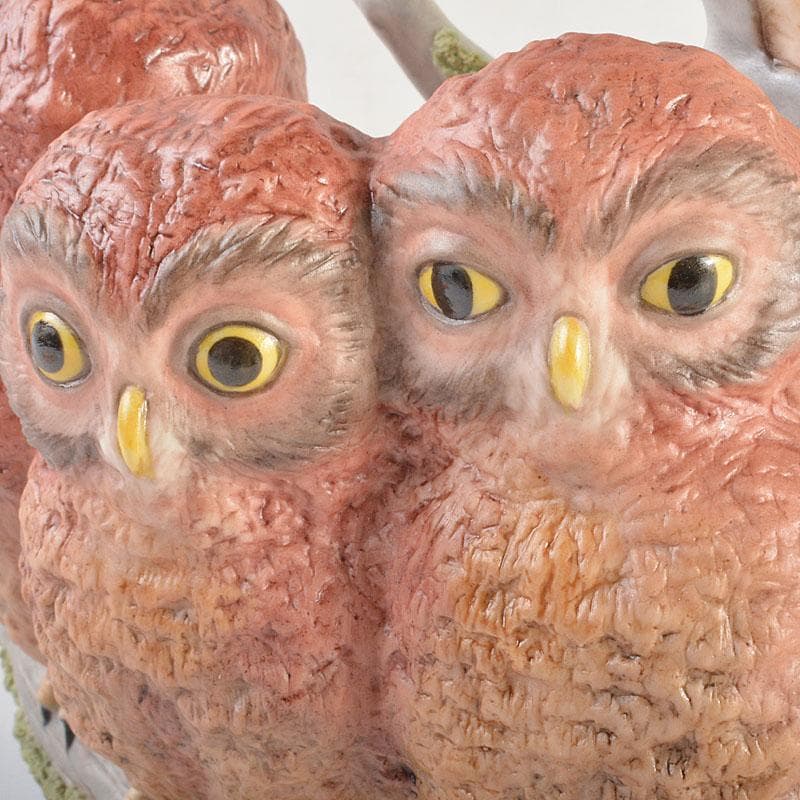 アンティーク Cubis USA 陶製 三匹のフクロウ 縁起物 置物 C6738