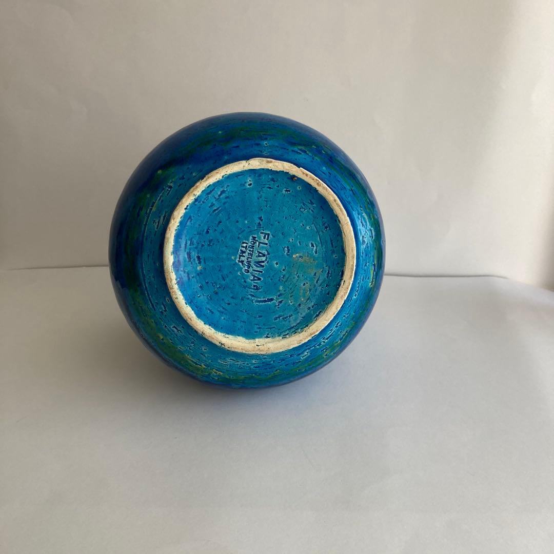 希少】FLAVIA 陶器 リミニブルー花瓶 花器 ミッドセンチュリーやシボネ
