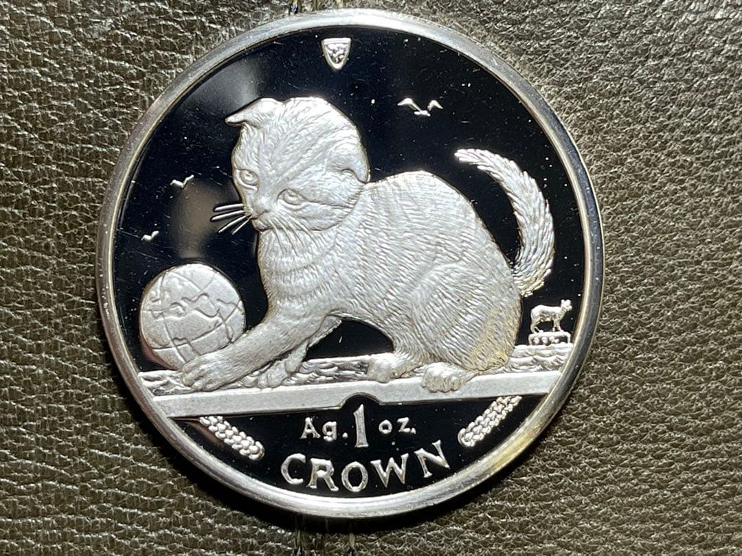 世界に5枚 2000 マン島 クラウン銀貨 地球で遊ぶ猫 PCGS 69DCAM マン