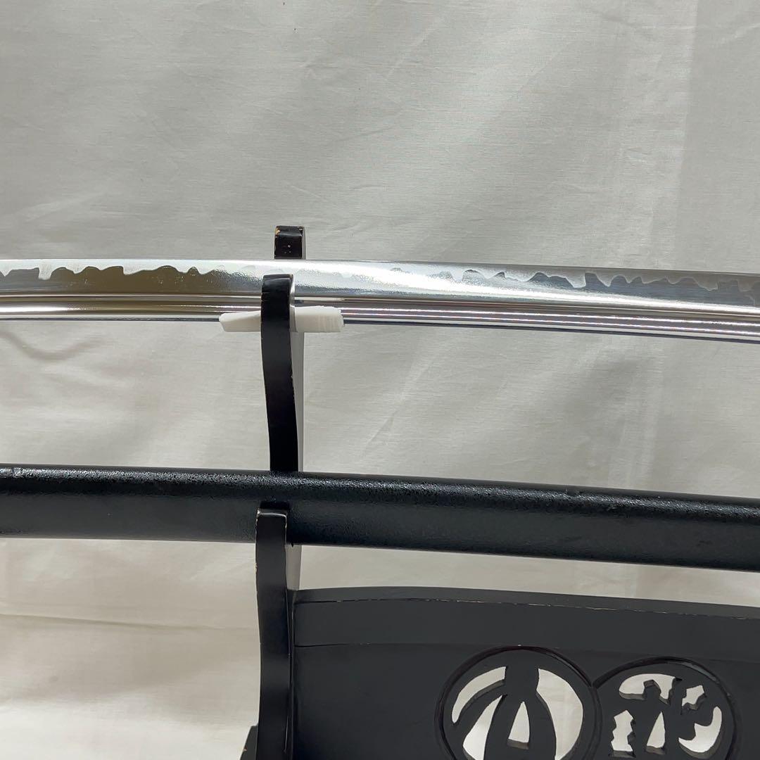 【模造刀】太刀 鉄鍔 透かし樋入り 全長102.0センチ 日本刀 刀剣 黒鞘