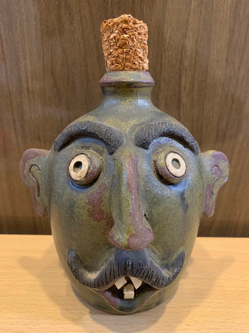 アメリカ南部のフォークアート（民芸） ガラス製の陶器壺 Pottery Jug