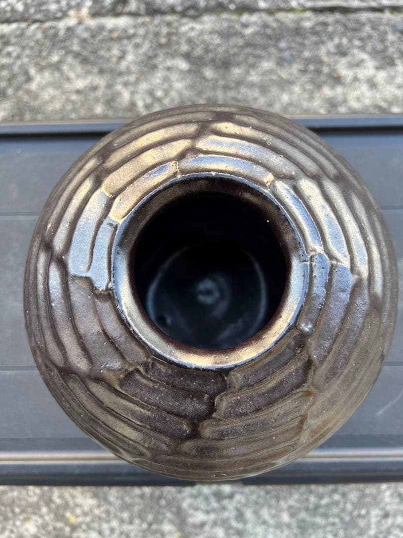 花器 花瓶 花入 壺 陶器 モダン アート 丸 円 昭和レトロ アノニマス
