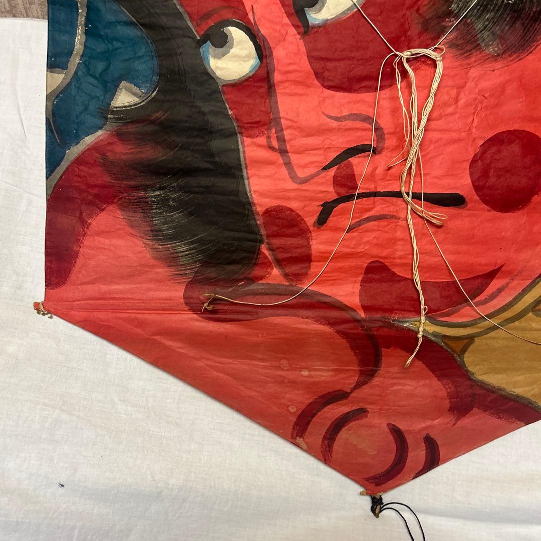 白根大凧 和風 六角形 凧 赤い顔の男 レトロ