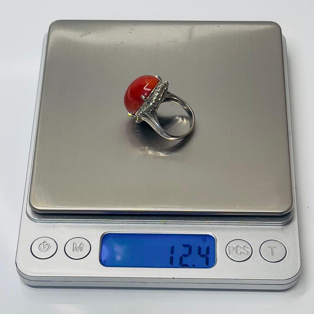 T*I様 天然赤珊瑚 ダイヤモンドpt900 大振りリング