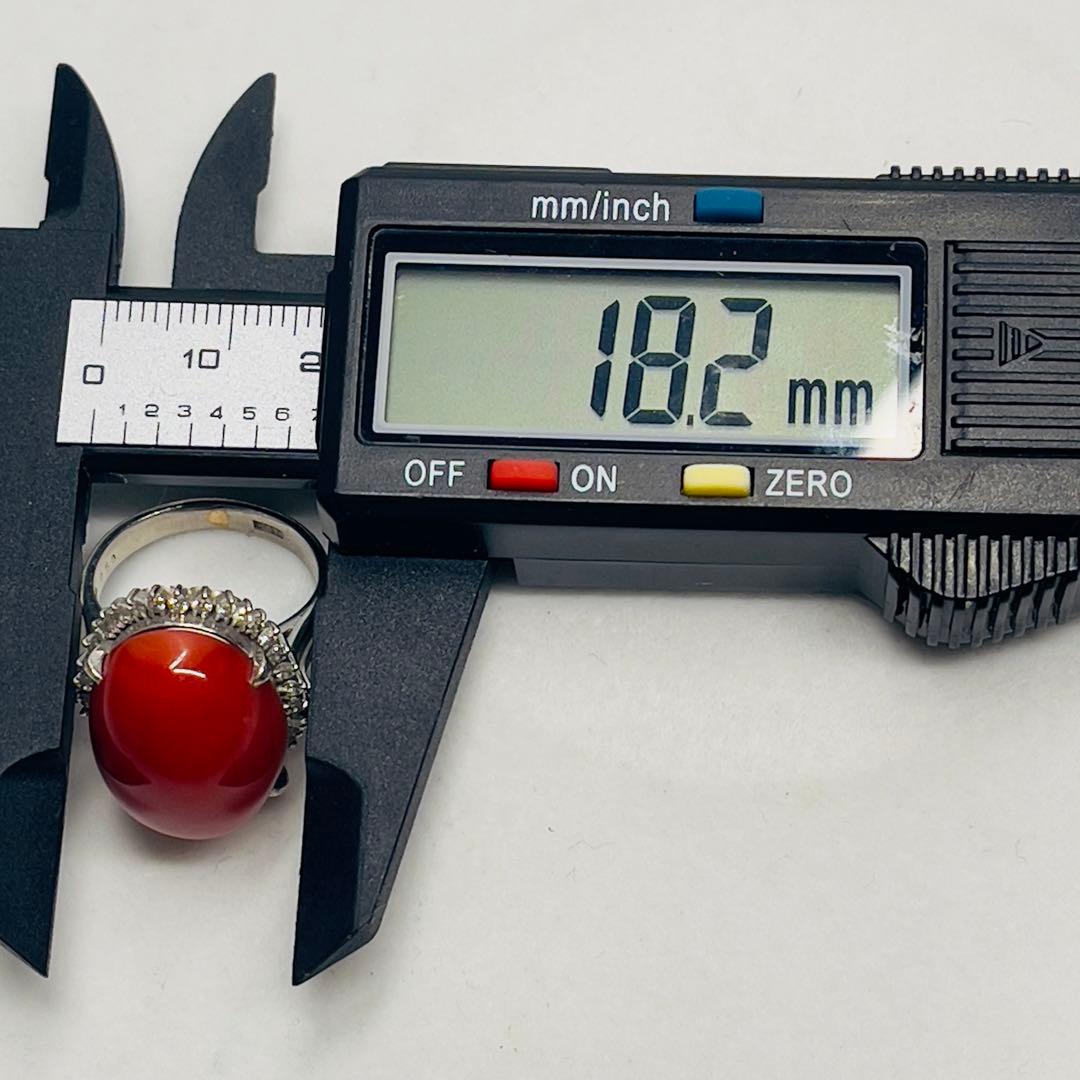 T*I様 天然赤珊瑚 ダイヤモンドpt900 大振りリング