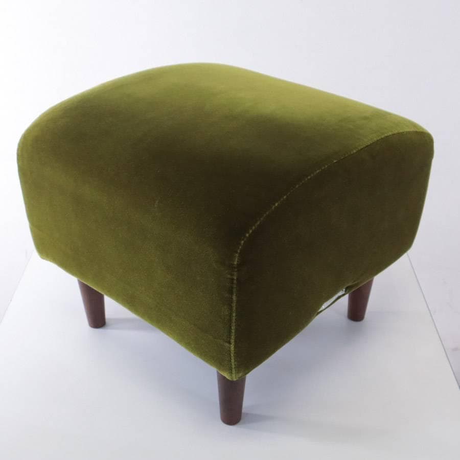 SWITCH Fスツール オットマン モケットグリーン ウォールナット無垢材