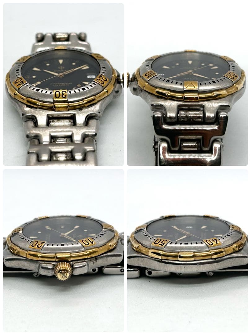 新品電池 稼働 ゾディアック QZ デイ SS メンズ 腕時計 シルバー