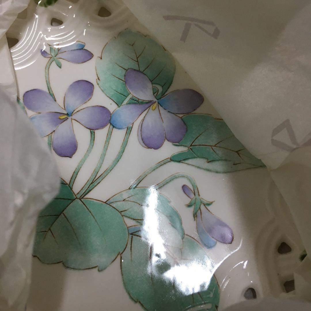 0653　富永陶園 ポピーすかし絵変わり ケーキセット カゴ付