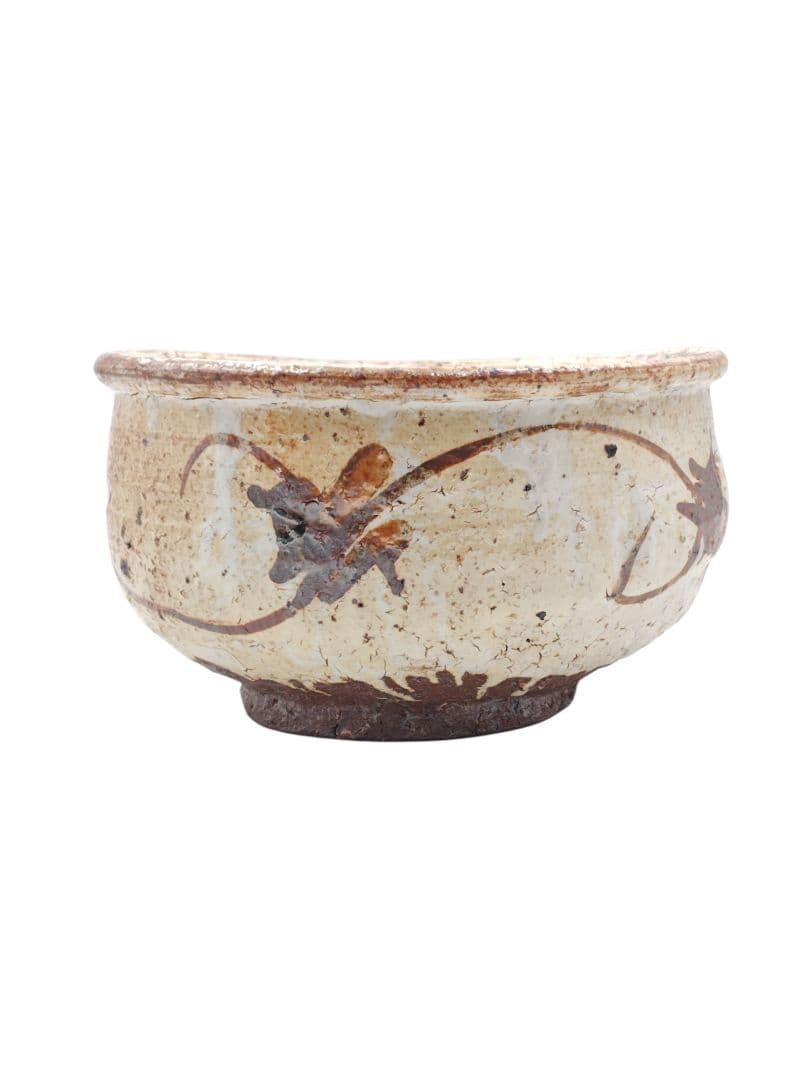 唐津焼 【中川自然坊】『粉引 唐津 片口 鉢』 幅約24cm 在印 桐共