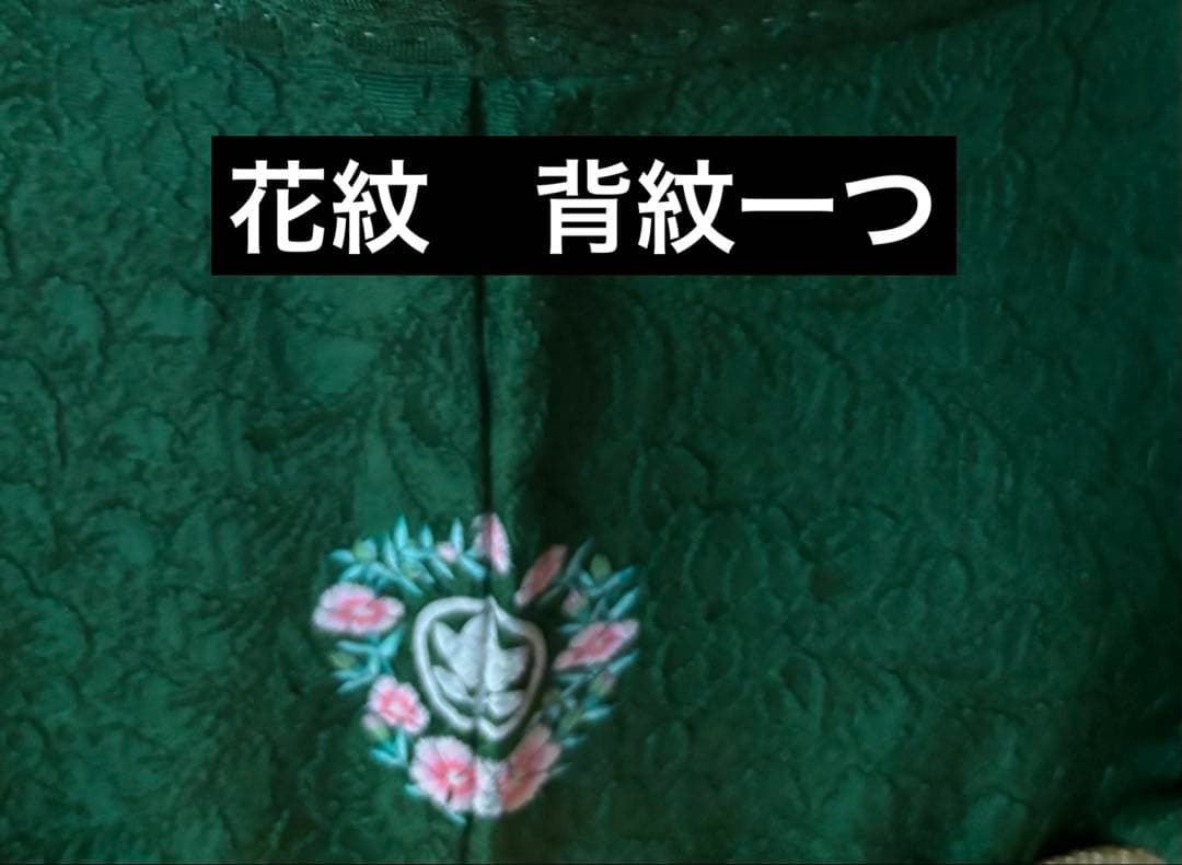 正絹 辻ヶ花地文 正絹無地振袖 花紋 トールゆったりサイズ エメラルド
