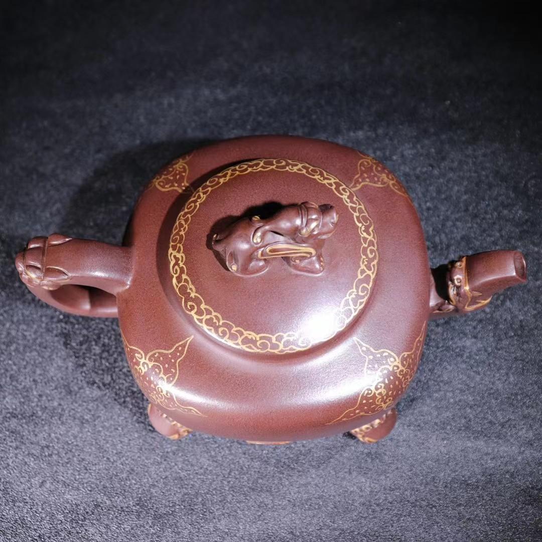 中国古美術・全身正気紫砂壺・底款徐漢棠紋・宜興原鉱・紫泥