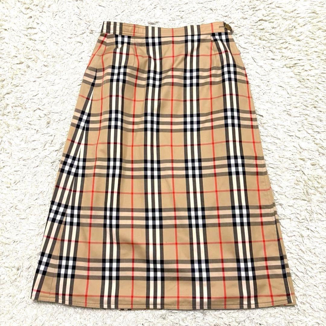 バーバリー　リバーシブルスカート　ノバチェック　膝丈　ラップスカート