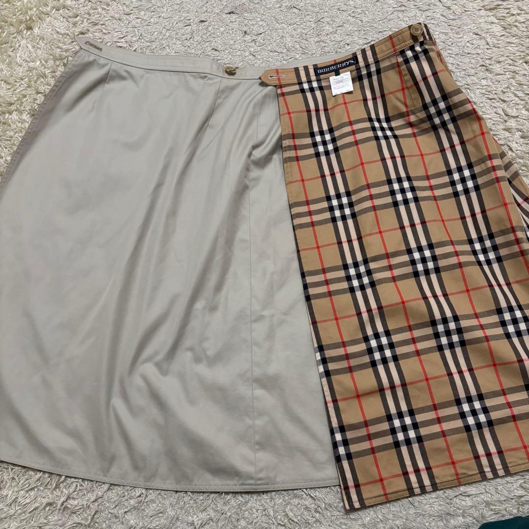 バーバリー　リバーシブルスカート　ノバチェック　膝丈　ラップスカート