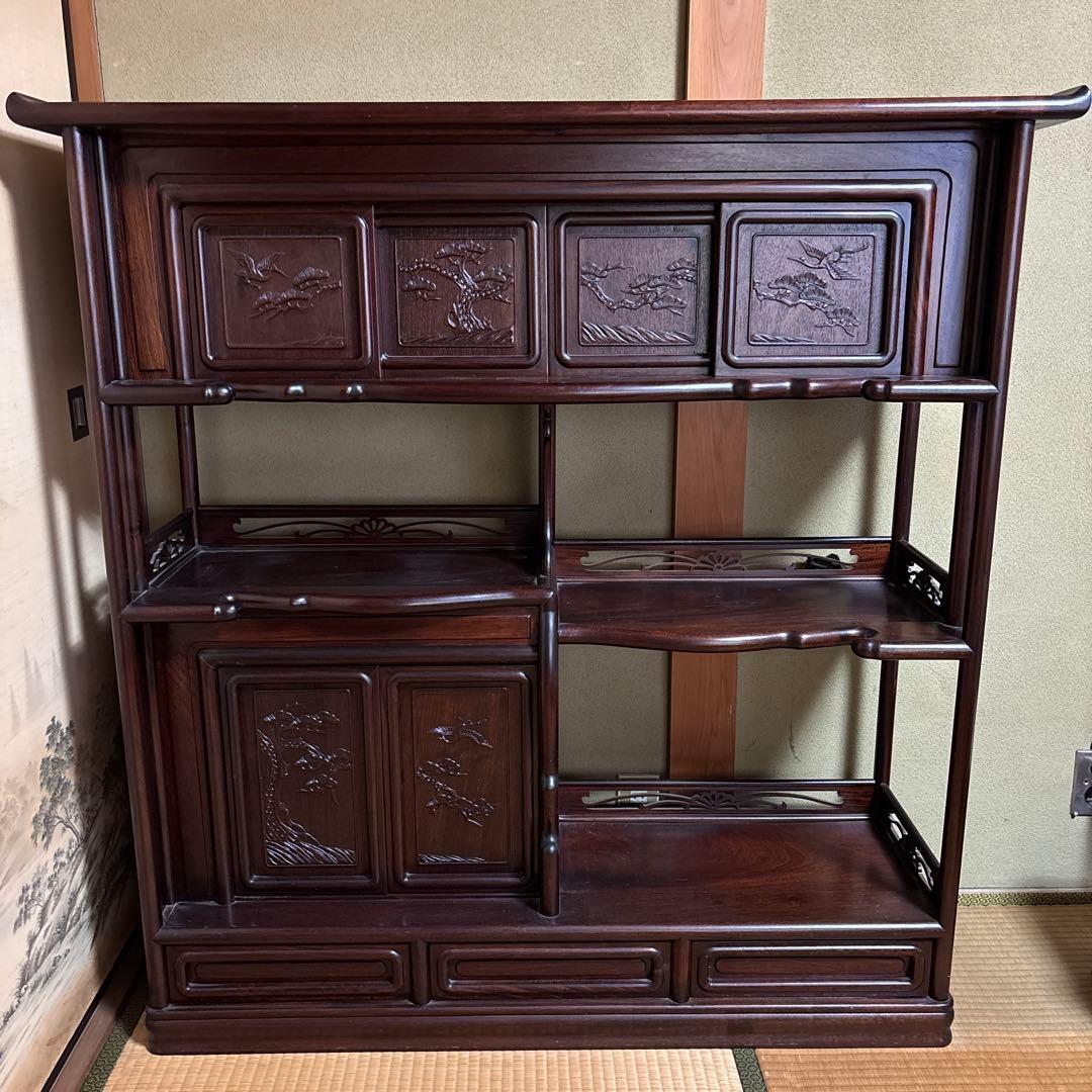 唐木 茶箪笥 飾り棚 茶棚 レトロ アンティーク - メルカリ