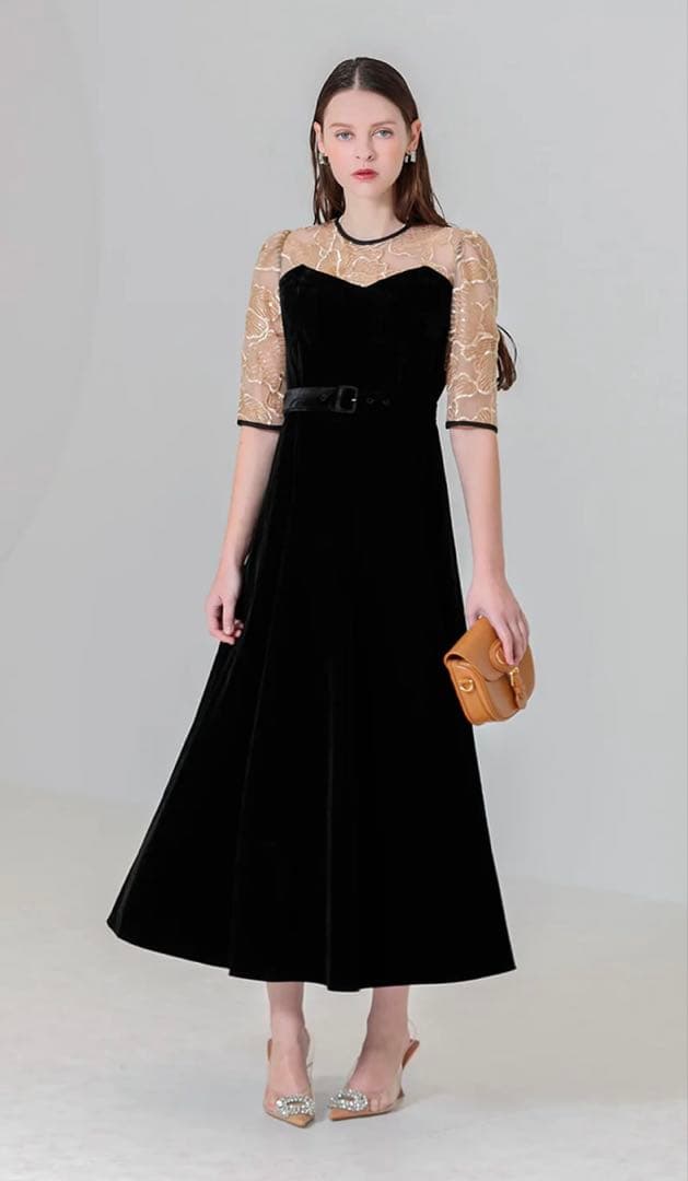 LEJA エレガント パーティードレス ブラック レディース