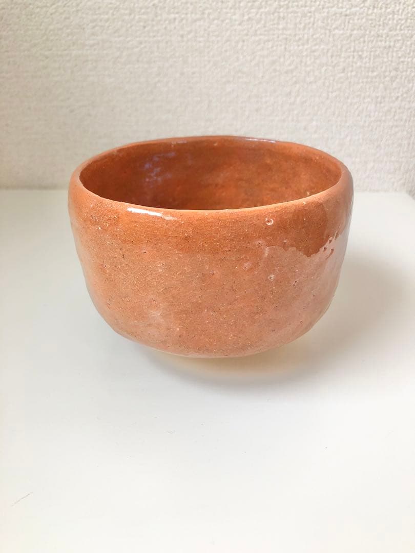 新品未使用】【八事釜 五代 中村道年】赤茶碗 桐箱入 正絹御物