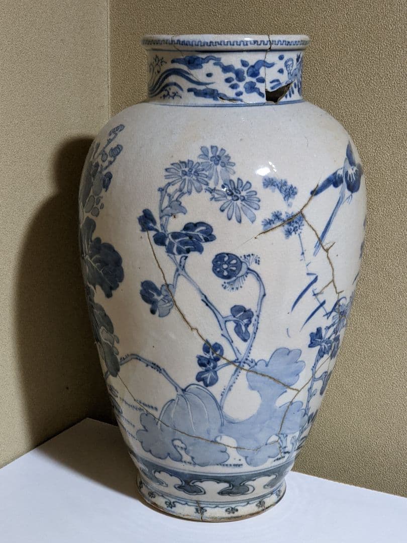 ⭐枯淡！江戸時代 染付花鳥紋様壺 瓶 古美術品 コレクション骨董品