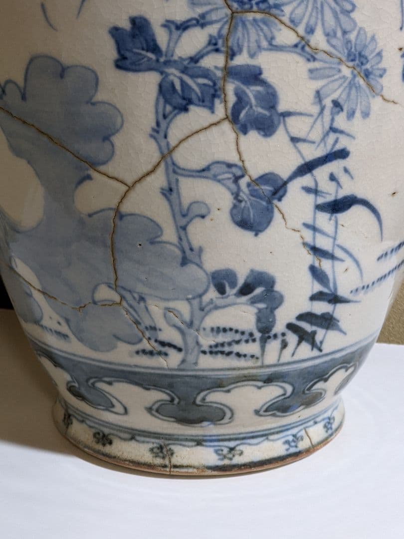 ⭐枯淡！江戸時代 染付花鳥紋様壺 瓶 古美術品 コレクション骨董品