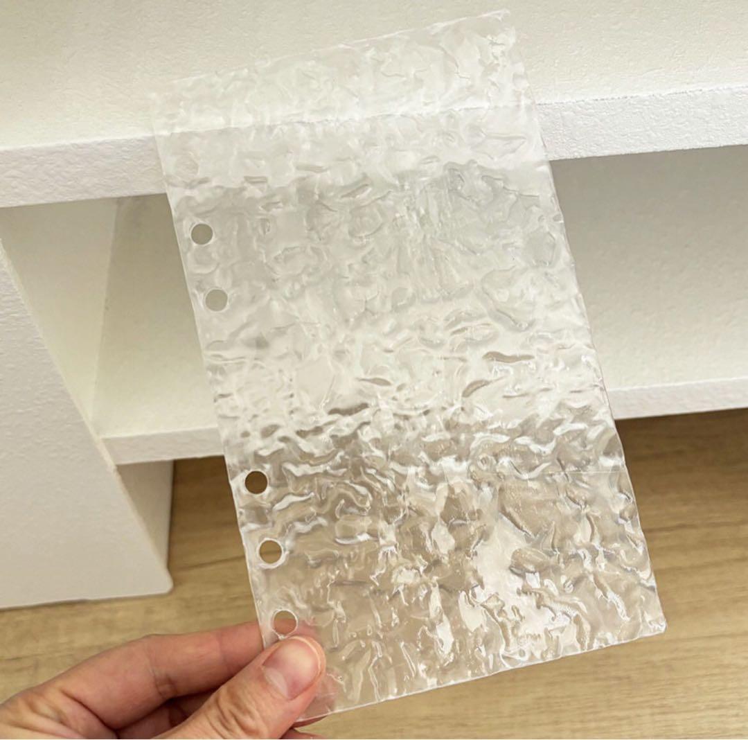 ❖アクリルバインダー A6サイズ 透明 アクリル 6リング 手帳 日記 波型