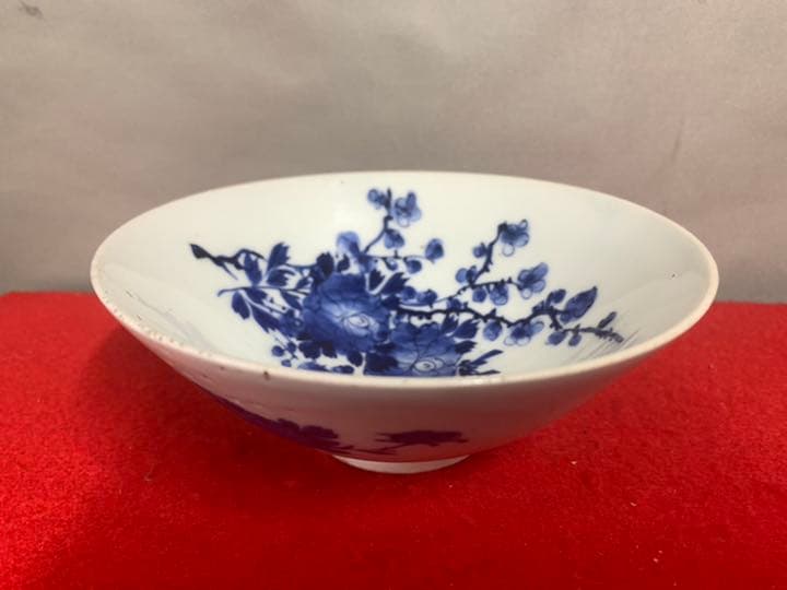 中国古美術 清朝染付け茶碗 茶道具 染付け 西き-6 中国古美術 清朝染付け