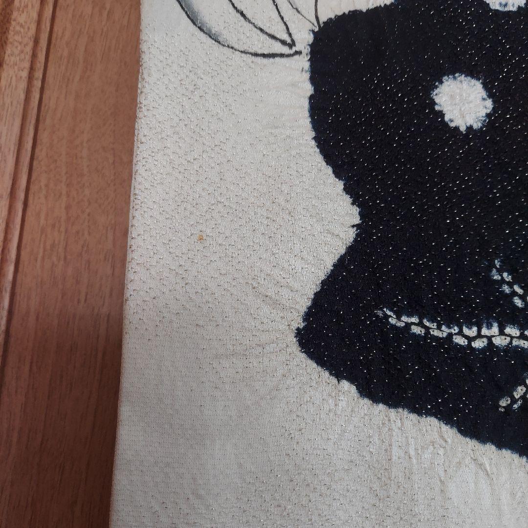 正絹振袖 蝶と辻ヶ花模様 黒と白 帯揚げ 帯締め 重ね襟 髪