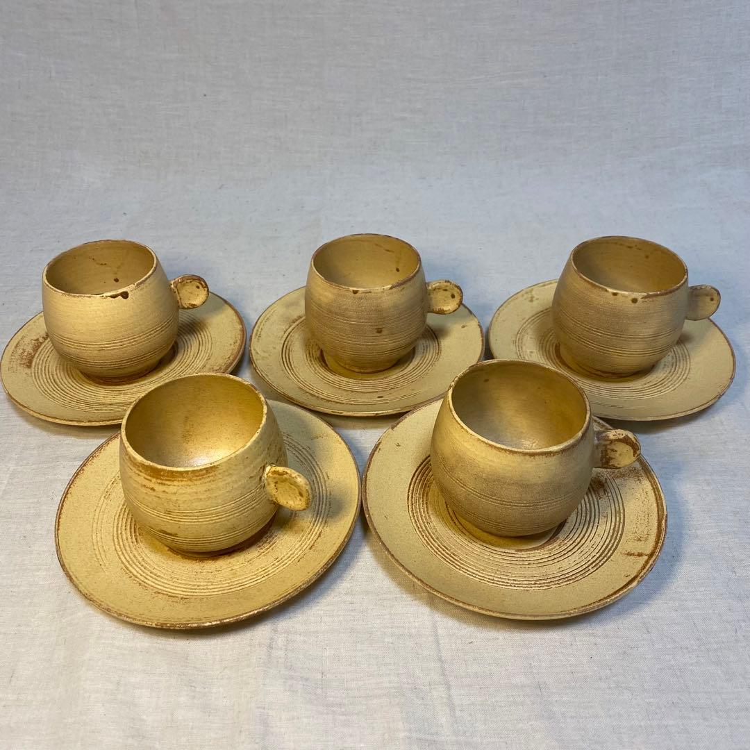 黄瀬戸 瀬戸焼 カップ&ソーサー コーヒー 紅茶 小川欣二 5客