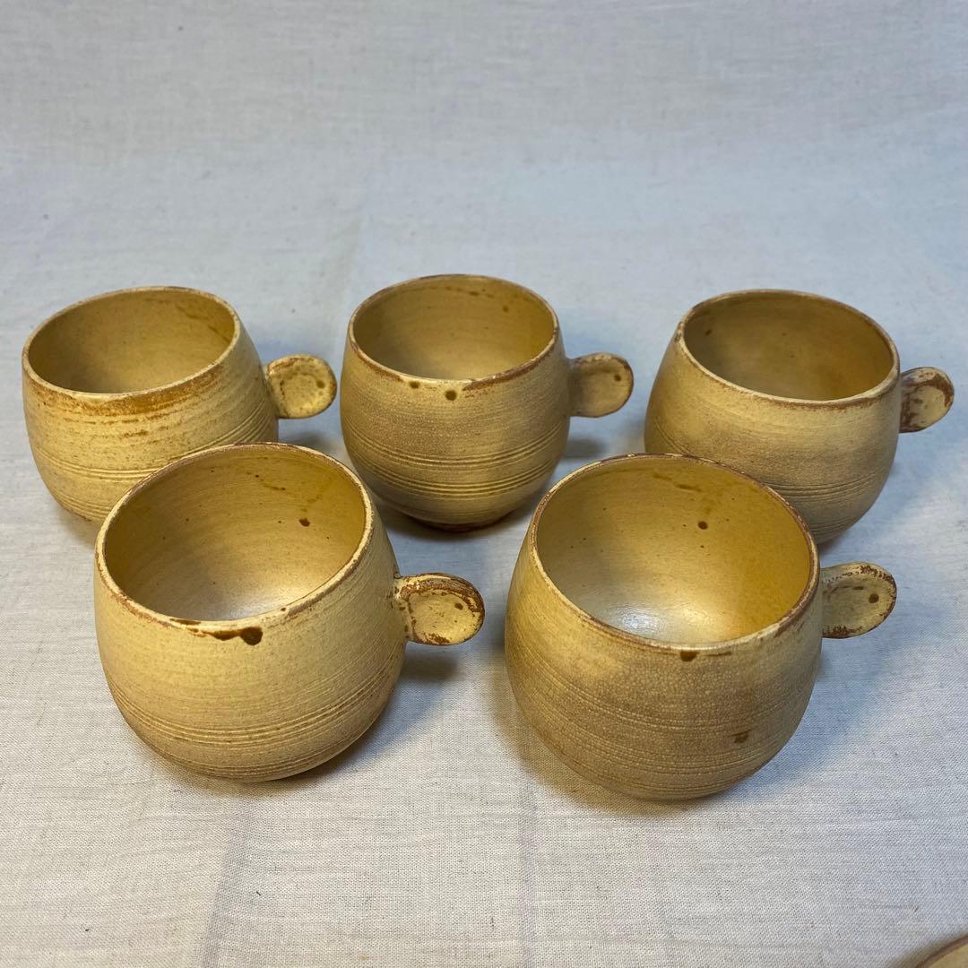 黄瀬戸 瀬戸焼 カップ&ソーサー コーヒー 紅茶 小川欣二 5客