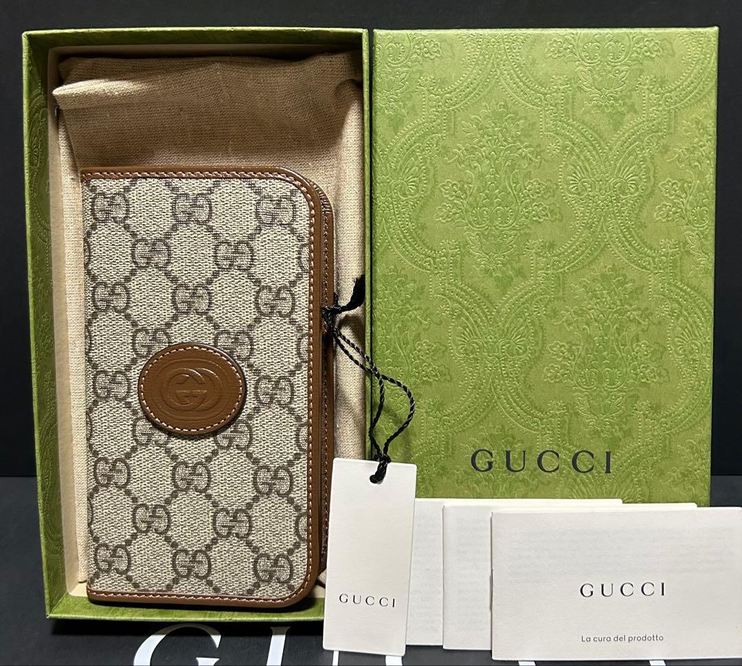 新品 未使用 GUCCI iPhone 15 PRO ケース ブック型 手帳型