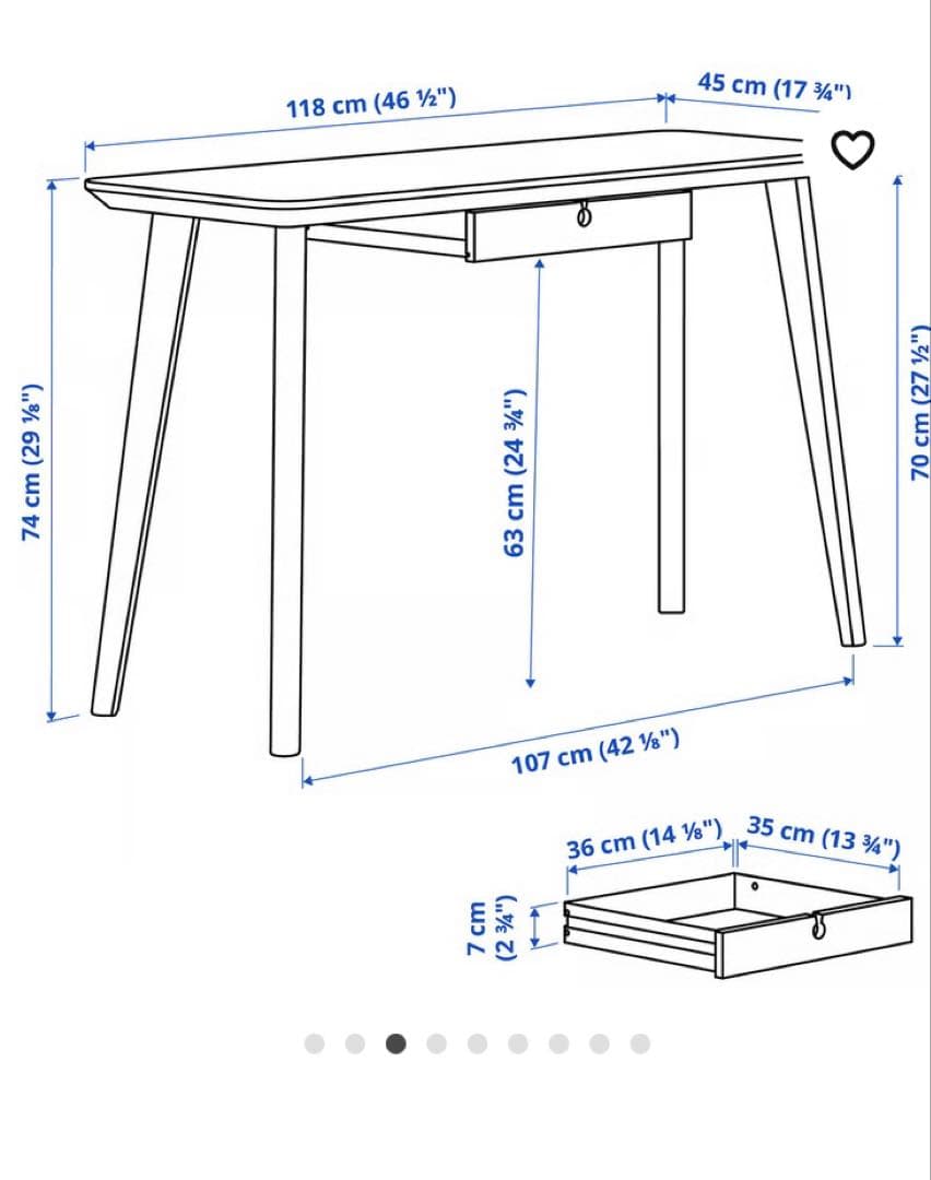 IKEA LISABO デスク 引き出し付き