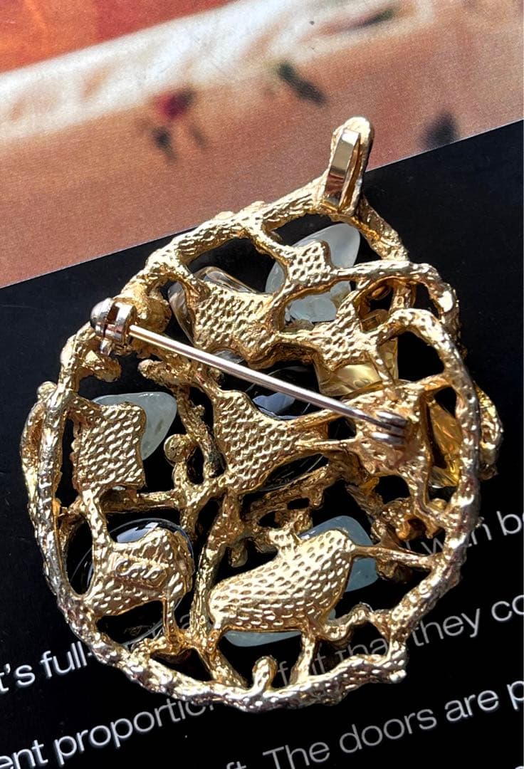 希少！Coro カラーチェンジガラス 2wayヴィンテージブローチ9412｜