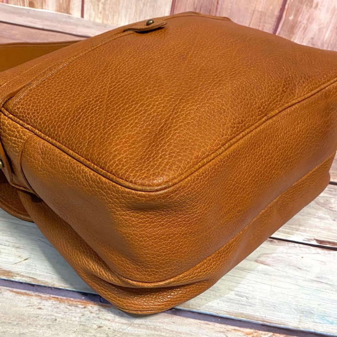 ラルフローレン　シボ革　メッセンジャーバッグ　ショルダーバッグ　ブラウン　斜め掛