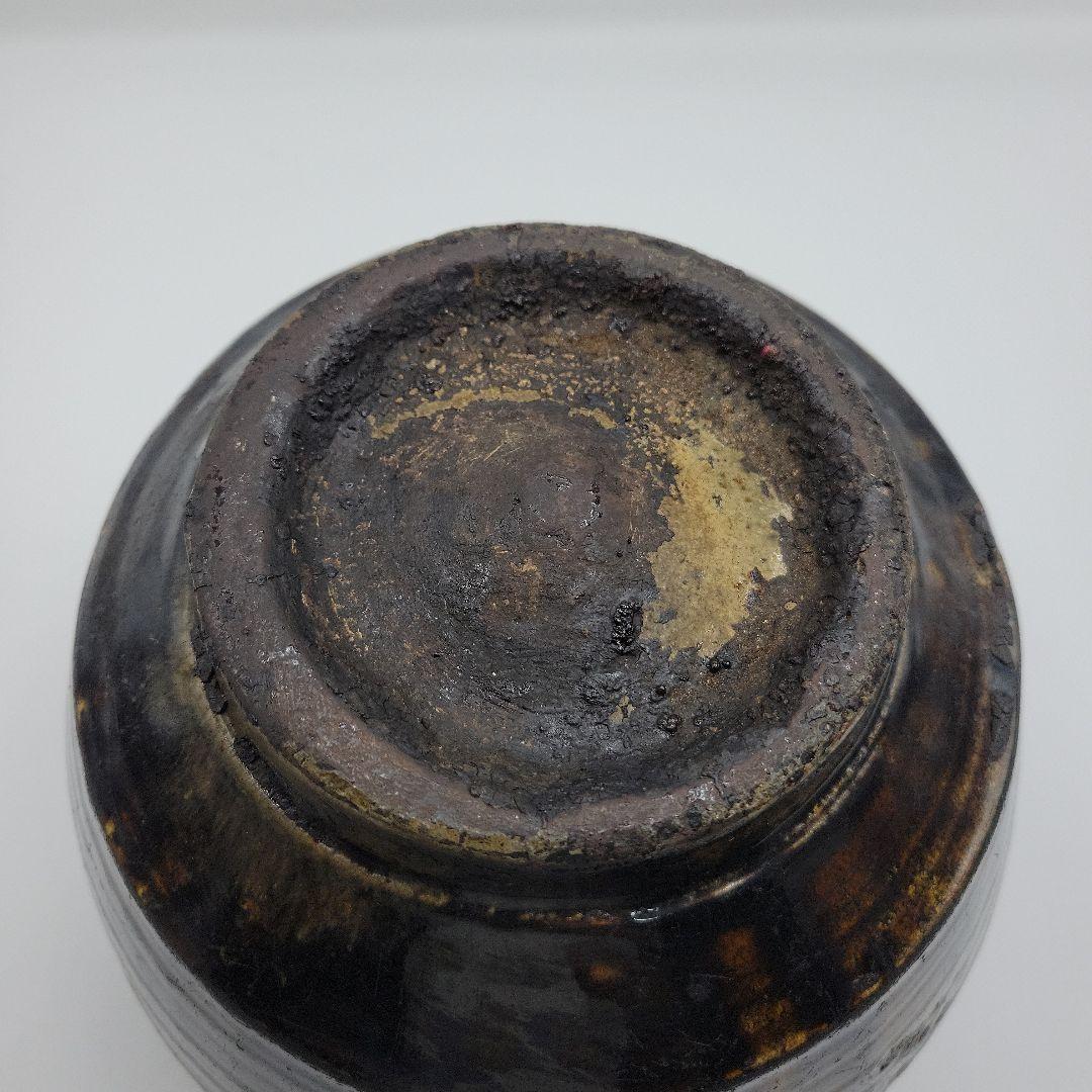 貴重 古美術 朝鮮古陶磁器 李朝 飴釉 面取 壷 時代物