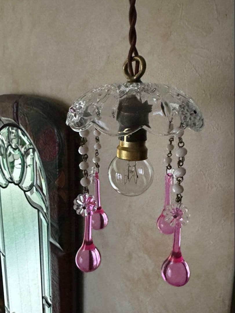 フランス アンティーク 濃く美麗なピンク・ムラーノガラスのミニ