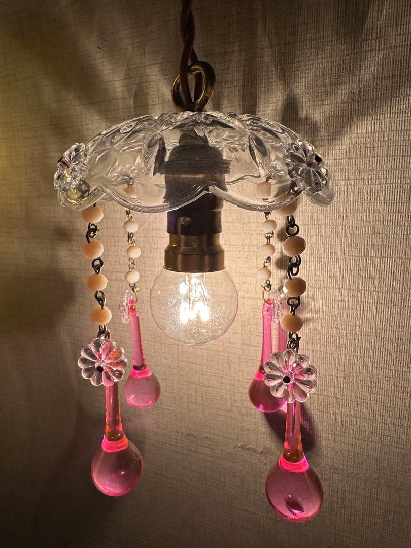 フランス アンティーク 濃く美麗なピンク・ムラーノガラスのミニ