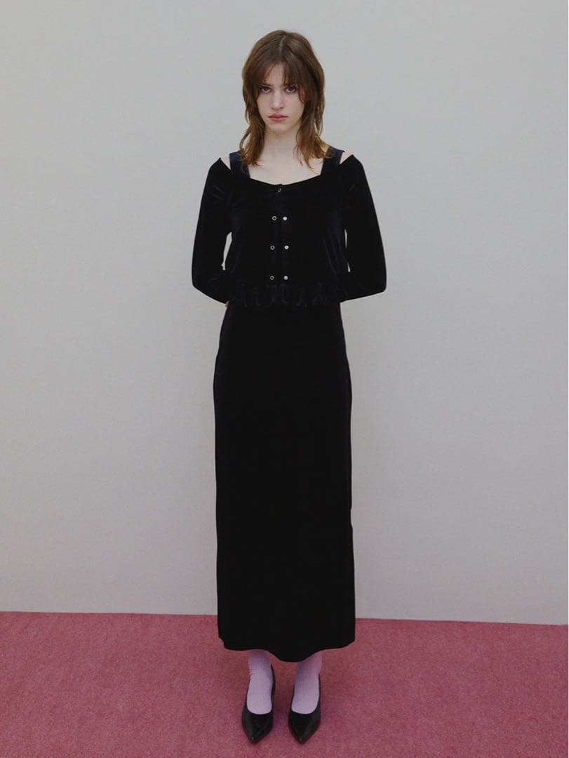 Ameri ブラックベロアロングドレス Sサイズ 新品 - メルカリ